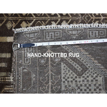 Load image into Gallery viewer, 2&#39;8&quot;x4&#39;1&quot; Charcoal Brown Afghan Baluch Scenery Design Pure Wool Hand Knotted Oriental Rug FWR396468