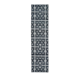 2'7"x10' Gray Hand Woven Flat Weave Geometric Pattern Pure Wool Reversible Kilim Runner Oriental Rug FWR396534