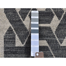 Load image into Gallery viewer, 2&#39;7&quot;x10&#39; Gray Hand Woven Flat Weave Geometric Pattern Pure Wool Reversible Kilim Runner Oriental Rug FWR396534