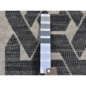 2'7"x10' Gray Hand Woven Flat Weave Geometric Pattern Pure Wool Reversible Kilim Runner Oriental Rug FWR396534