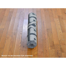 Load image into Gallery viewer, 2&#39;7&quot;x10&#39; Gray Hand Woven Flat Weave Geometric Pattern Pure Wool Reversible Kilim Runner Oriental Rug FWR396534