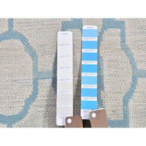 2'8"x7'10" Light Blue Reversible Kilim Pure Wool Flat Weave Hand Woven Runner Oriental Rug FWR396564