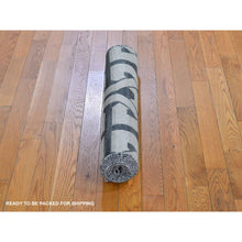 Load image into Gallery viewer, 2&#39;7&quot;x9&#39;10&quot; Gray Hand Woven Flat Weave Geometric Pattern Pure Wool Reversible Kilim Runner Oriental Rug FWR396600