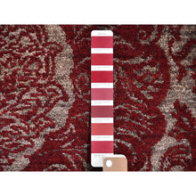 Load image into Gallery viewer, 3&#39;2&quot;x5&#39;6&quot; Wine Red Wool and Silk Modern Damask Design Mat Hand Knotted Oriental Rug FWR396738