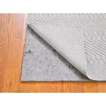 Load image into Gallery viewer, 2&#39;1&quot;x3&#39;1&quot; Ivory Tone on Tone Hand Loomed Repetitive Squared Design Mat Wool and Silk Oriental Rug FWR396882