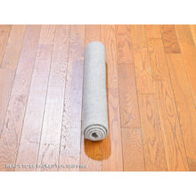 Load image into Gallery viewer, 2&#39;1&quot;x3&#39;1&quot; Ivory Tone on Tone Hand Loomed Repetitive Squared Design Mat Wool and Silk Oriental Rug FWR396882