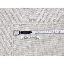 Load image into Gallery viewer, 2&#39;1&quot;x3&#39;1&quot; Ivory Tone on Tone Hand Loomed Repetitive Squared Design Mat Wool and Silk Oriental Rug FWR396882