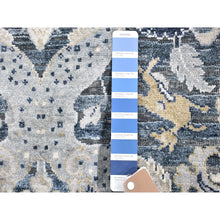 Load image into Gallery viewer, 2&#39;x3&#39;1&quot; Blue Blossom Design Pure Silk with Textured Wool Hand Knotted Mat Oriental Rug FWR396966