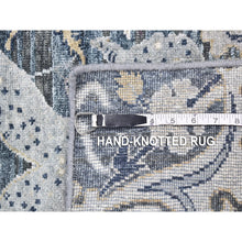 Load image into Gallery viewer, 2&#39;x3&#39;1&quot; Blue Blossom Design Pure Silk with Textured Wool Hand Knotted Mat Oriental Rug FWR396966