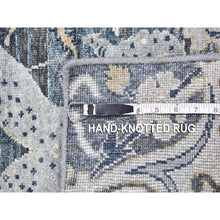 Load image into Gallery viewer, 2&#39;x3&#39;1&quot; Blue Blossom Design Pure Silk with Textured Wool Hand Knotted Mat Oriental Rug FWR396966