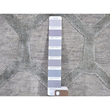 Load image into Gallery viewer, 2&#39;x3&#39; Light Gray Hi-Low Modern Wool and Silk Mat Hand Knotted Oriental Rug FWR396984