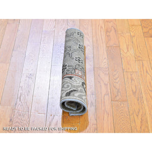 2'1"x2'2" Gray Khotan Design Sampler 100% Wool Tribal Design Hand Knotted Oriental Rug FWR396996