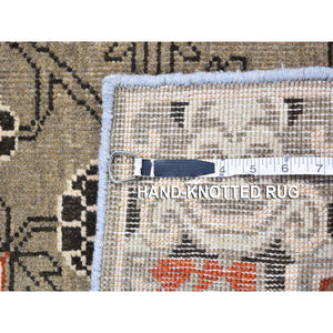 2'1"x2'2" Gray Khotan Design Sampler 100% Wool Tribal Design Hand Knotted Oriental Rug FWR396996