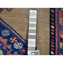 Load image into Gallery viewer, 3&#39;9&quot;x12&#39;2&quot; Brown Antique North West Persian with Camel Hair Wide Runner Full Pile Geometric Medallions Hand Knotted Natural Wool Clean Oriental Rug FWR397110