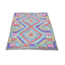 Load image into Gallery viewer, 3&#39;3&quot;x5&#39; Colorful Geometric Design Natural Wool Reversible Flat Weave Afghan Kilim Hand Woven Oriental Rug FWR397116