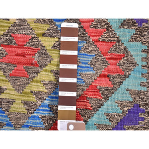 3'3"x5' Colorful Geometric Design Natural Wool Reversible Flat Weave Afghan Kilim Hand Woven Oriental Rug FWR397116