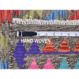 3'3"x5' Colorful Geometric Design Natural Wool Reversible Flat Weave Afghan Kilim Hand Woven Oriental Rug FWR397116