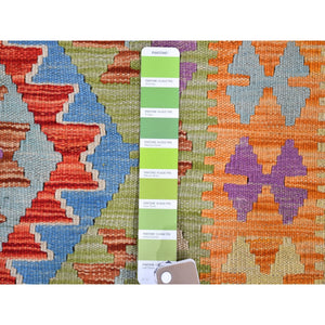 3'1"x4'8" Reversible Flat Weave Afghan Kilim Colorful Geometric Design Natural Wool Hand Woven Oriental Rug FWR397128