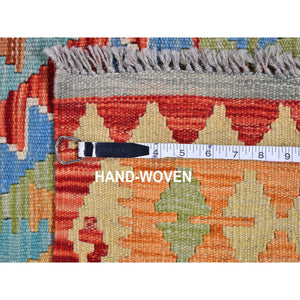 3'1"x4'8" Reversible Flat Weave Afghan Kilim Colorful Geometric Design Natural Wool Hand Woven Oriental Rug FWR397128