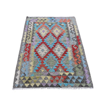 Load image into Gallery viewer, 3&#39;2&quot;x5&#39;2&quot; Colorful Pure Wool Reversible Flat Weave Geometric Design Afghan Kilim Hand Woven Oriental Rug FWR397218