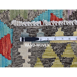 3'2"x5'2" Colorful Pure Wool Reversible Flat Weave Geometric Design Afghan Kilim Hand Woven Oriental Rug FWR397218