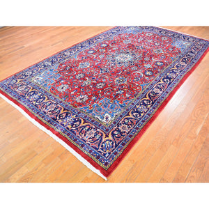 7'x11'8" Long and Narrow Vintage Persian Sarouk Mahal Thick and Plush Organic Wool Hand Knotted Oriental Rug FWR397518