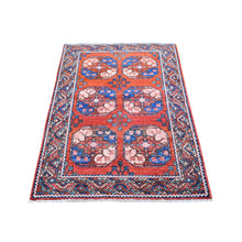 Load image into Gallery viewer, 3&#39;x4&#39;9&quot; Organic Wool Afghan Ersari with Elephant Feet Design Red Clay Hand Knotted Oriental Rug FWR397710