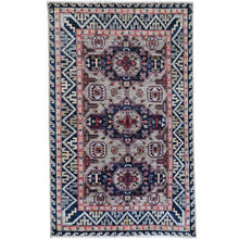 Load image into Gallery viewer, 4&#39;1&quot;x5&#39;10&quot; Simple Taupe Armenian Design Kazak Super Dense Weave 100% Wool Hand Knotted Oriental Rug FWR397836