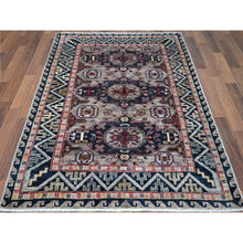 Load image into Gallery viewer, 4&#39;1&quot;x5&#39;10&quot; Simple Taupe Armenian Design Kazak Super Dense Weave 100% Wool Hand Knotted Oriental Rug FWR397836