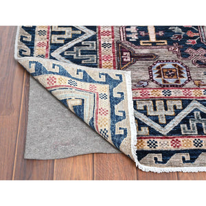 4'1"x5'10" Simple Taupe Armenian Design Kazak Super Dense Weave 100% Wool Hand Knotted Oriental Rug FWR397836