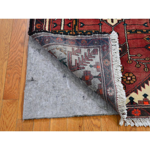 3'5"x4'10" Hot Pink Vintage Persian Hadaman with Abrash Village Weave Organic Wool Hand Knotted Oriental Rug FWR397980