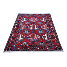 Load image into Gallery viewer, 4&#39;4&quot;x6&#39;8&quot; Red New Persian Hamadan Natural Wool Ethnic Design Hand Knotted with Vivid Colors Oriental Rug FWR398034