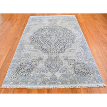 Load image into Gallery viewer, 6&#39;x9&#39;2&quot; Ivory Silk with Textured Wool Tree of Life Meditation Design Hand Knotted Oriental Rug FWR398130