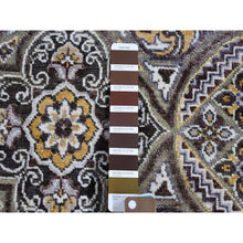 Load image into Gallery viewer, 2&#39;6&quot;x12&#39;3&quot; Brown Textured Wool and Silk Mughal Inspired Medallions Design Runner Hand Knotted Oriental Rug FWR398142