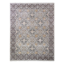 Load image into Gallery viewer, 8&#39;1&quot;x10&#39; Textured Wool and Silk Mughal Inspired Medallions Design Hand Knotted Brown Oriental Rug FWR398178