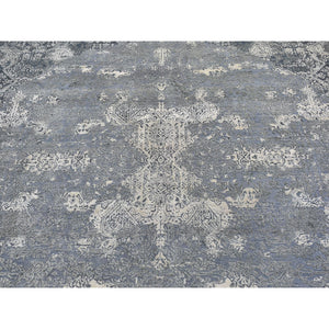12'x15'1" Oversized Gray Wool and Pure Silk Jewellery Design Hand Knotted Oriental Rug FWR398184