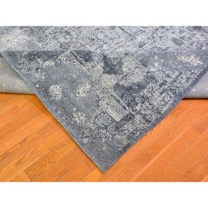12'x15'1" Oversized Gray Wool and Pure Silk Jewellery Design Hand Knotted Oriental Rug FWR398184