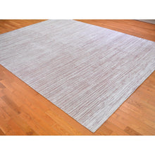 Load image into Gallery viewer, 9&#39;1&quot;x11&#39;10&quot; Old Rose Color Shade Silk with Textured Wool Hi-Low Pile Hand Knotted Oriental Rug FWR398274