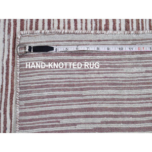 9'1"x11'10" Old Rose Color Shade Silk with Textured Wool Hi-Low Pile Hand Knotted Oriental Rug FWR398274