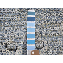 Load image into Gallery viewer, 10&#39;3&quot;x14&#39;3&quot; Silk with Textured Wool Paisley and Erased Mughal Inspired Design Blue Hand Knotted Fine Oriental Rug FWR398352