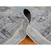 Load image into Gallery viewer, 10&#39;3&quot;x14&#39;3&quot; Silk with Textured Wool Paisley and Erased Mughal Inspired Design Blue Hand Knotted Fine Oriental Rug FWR398352