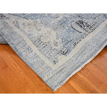 Load image into Gallery viewer, 10&#39;3&quot;x14&#39;3&quot; Silk with Textured Wool Paisley and Erased Mughal Inspired Design Blue Hand Knotted Fine Oriental Rug FWR398352