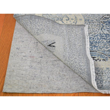 Load image into Gallery viewer, 10&#39;3&quot;x14&#39;3&quot; Silk with Textured Wool Paisley and Erased Mughal Inspired Design Blue Hand Knotted Fine Oriental Rug FWR398352