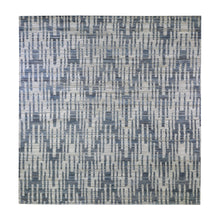 Load image into Gallery viewer, 10&#39;x10&#39; Blue Pure Silk and Textured Wool Square Zigzag with Graph Design Hand Knotted Oriental Rug FWR398400