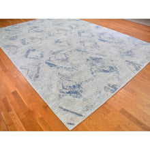 Load image into Gallery viewer, 10&#39;x14&#39;3&quot; Ivory Large Elements with Pastels Modern Silk with Textured Wool Hand Knotted Oriental Rug FWR398658