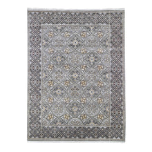Load image into Gallery viewer, 9&#39;x12&#39;2&quot; Textured Wool and Silk Mughal Inspired Medallions Design Hand Knotted Brown Oriental Rug FWR398874