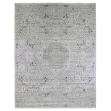 Load image into Gallery viewer, 12&#39;x15&#39;2&quot; Pure Silk with Textured Wool Blue-Gray Mamluk Design Hand Knotted Oriental Rug FWR398880