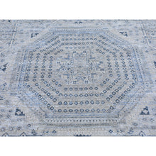 Load image into Gallery viewer, 12&#39;x15&#39;2&quot; Pure Silk with Textured Wool Blue-Gray Mamluk Design Hand Knotted Oriental Rug FWR398880