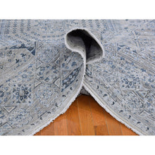 Load image into Gallery viewer, 12&#39;x15&#39;2&quot; Pure Silk with Textured Wool Blue-Gray Mamluk Design Hand Knotted Oriental Rug FWR398880