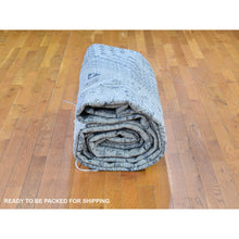 Load image into Gallery viewer, 12&#39;x15&#39;2&quot; Pure Silk with Textured Wool Blue-Gray Mamluk Design Hand Knotted Oriental Rug FWR398880